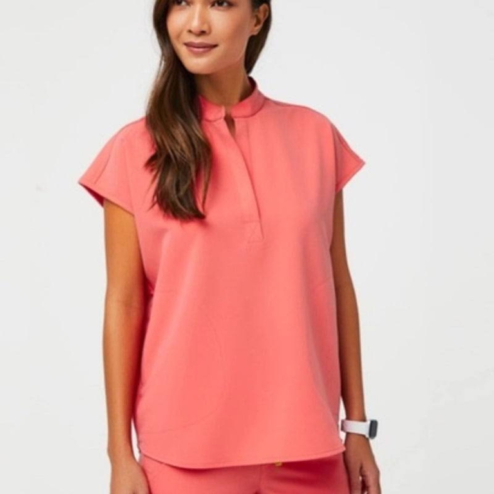 FIGS Hot Coral Rafaela scrub top